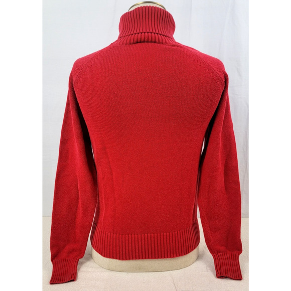 Polo Jeans Co Ralph Lauren Red American Flag Cotton Turtleneck Sweater M Vintage - Picture 2 of 6
